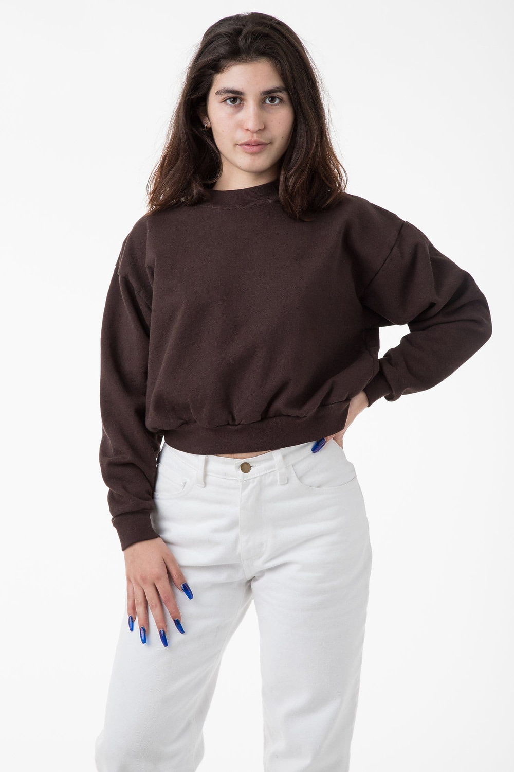 LAA Garment Dye Heavy Fleece Cropped Mock Neck Pullover