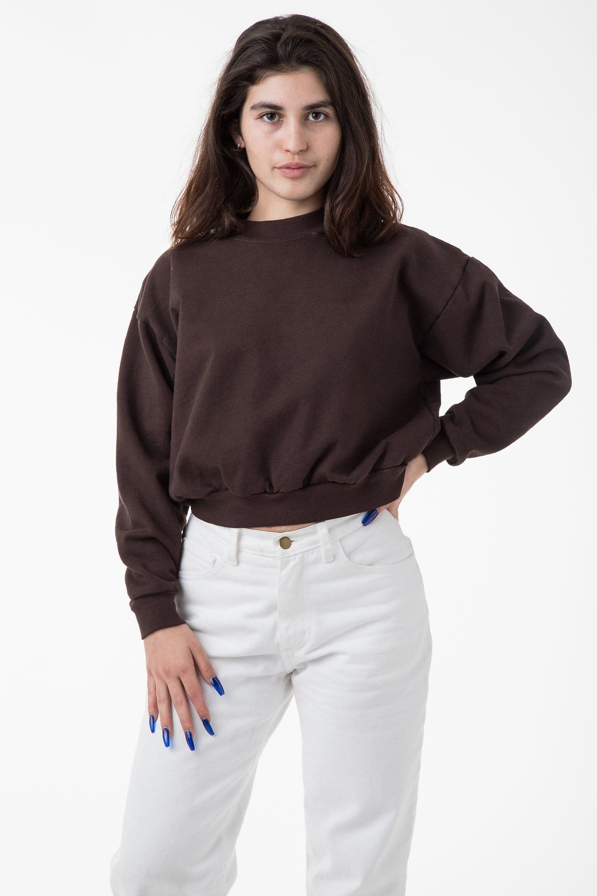LAA Garment Dye Heavy Fleece Cropped Mock Neck Pullover